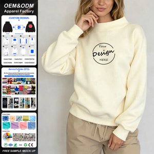 Sudadera de cuello alto ancho con hombros caídos y bordado de apliques personalizado para mujer, antipilling, de gran venta - Product Image 1