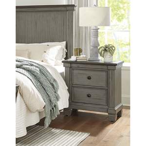 DB Transitional-Table de chevet à 2 tiroirs de style rustique avec finition café et gris antique avec meubles de chambre classiques 1pc boutons plats - Product Image 1