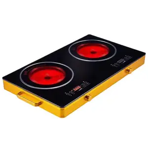 High quality Desktop Type Double Infrared Hot Plate Cooker 2 Burners Electric Infrared Ceramic Plastic Black Touch Screen