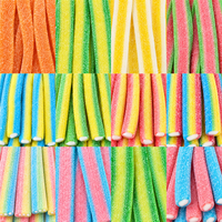 Bandelettes de bonbons gélifiés multicolores, acidulés, moelleux, fruités, Halal, vente en gros d'usine, en vrac, étiquette personnalisée, promotion