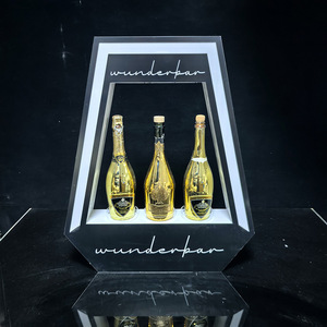 Acrylic Illuminated Champagne Display Stand Three Bottle Wine Rack Base <b>Led</b> <b>Lighted</b> Liquor Holder For KTV <b>Bar</b> Atmosphere Effect - Product Image 3