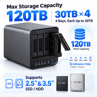 Serveur NAS sans disques à 4 baies, stockage en réseau, cloud privé, album photo IA, accès à distance jusqu'à 120 To pour la maison et les entreprises