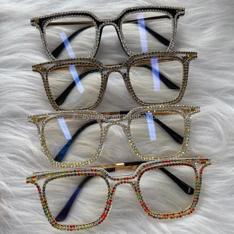 2022 occhiali da sole moda donna lusso strass quadrati tonalità occhiali da sole lenti trasparenti