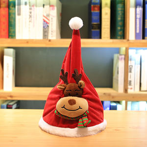 Chapeau de Père Noël en peluche super doux personnalisé à succès, vente en gros, chapeau de renne lumineux de Noël avec LED et musique - Product Image 2