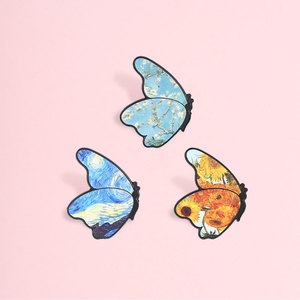 Pins de esmalte personalizados con pintura al óleo de <span class=keywords><strong>Van</strong></span> <span class=keywords><strong>Gogh</strong></span> (Mariposa, Noche Estrellada, Girasol), insignias y pines de solapa. Venta al por mayor, en stock, directo de fábrica. - Product Image 1