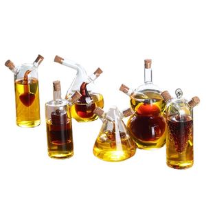 Utensilios de Cocina, Botella para Salsa de Soya y Vinagre 2 en 1, Dispensador de Aceite de Oliva y Vinagre de Vidrio Transparente con Tapones de Corcho - Product Image 2