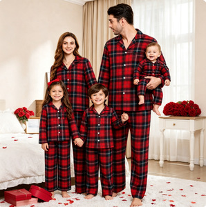 Abito Invernale in Cotone Semplice ed Elegante, Stile Natalizio <span class=keywords><strong>a</strong></span> Quadri, Coordinato per <span class=keywords><strong>Famiglia</strong></span> - Product Image 3