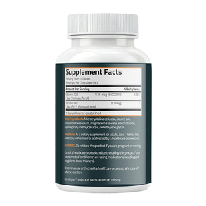 중국 도매 OEM 자체 브랜드 유기농 비타민 <span class=keywords><strong>D3</strong></span> K2 MK-7 정제 5000IU <span class=keywords><strong>D3</strong></span> + 90mcg K2 면역 강화 보충제 - Product Image 3