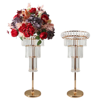 Support floral haut en métal doré et acrylique cristallin, idéal pour les mariages, les fêtes et les banquets – Décoration de table.