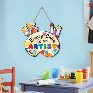 Plaque Murale en Bois Colorée pour Studio d'Art : Palette de Peinture Inspirante pour Enfants - Décoration Encourageante pour le Développement Créatif (Vente en Gros) - Product Image 1