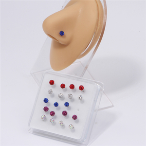 20 pz 4mm Disco Ball Crystal Mix Color Nose Studs Ball End <span class=keywords><strong>naso</strong></span> osso narice <span class=keywords><strong>argento</strong></span> <span class=keywords><strong>naso</strong></span> <span class=keywords><strong>Piercing</strong></span> gioielli <span class=keywords><strong>in</strong></span> scatola all'ingrosso - Product Image 3