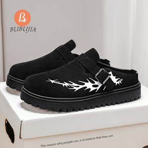 Zapatos kadın ve erkek özel süet inek deri takunya kaymaz özelliği ile rahat kapalı ayak katırlar ev terlikleri - Product Image 5