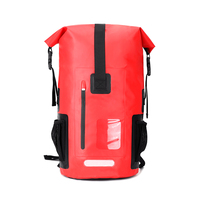 Sac à dos étanche, sac sec, fermeture à enroulement, sac flottant avec poche avant et bande réfléchissante pour les activités nautiques en plein air