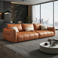 Canapé modulable italien en cuir, ensemble de meubles de salon doux et confortables pour l'extérieur