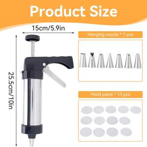 Wholesale LOW MOQ Food Grade Biscuit Maker Set Stainless Steel Cookie <b>Press</b> Gun <b>Kit</b> - Product Image 3