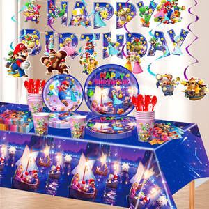 Ensemble de vaisselle jetable sur le thème du jeu Cartoon Galaxy pour fête d'anniversaire, assiettes en papier, décorations de fête pour enfants - Product Image 2