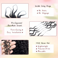 Extensions de cheveux vierges brutes sans pointe, cheveux humains bouclés en crochet pré-bouclés en gros, deux mèches de cheveux humains, plumes en crochet