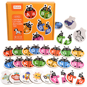 Coccinelle Montessori Casse-tête en bois Alphabet anglais pour enfants <span class=keywords><strong>Jeu</strong></span> d'orthographe assorti <span class=keywords><strong>Clue</strong></span> cognitif Jeux d'enseignement - Product Image 5