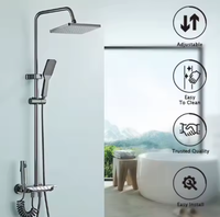 Ensemble de robinetterie de douche à touches de piano grises - Ensemble de robinetterie de salle de bain murale multifonctionnelle pour douche et bain