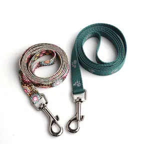 Wholesale Custom Fashion light weight Reflective Nylon Webbing Pattern small dog Printed Pet Dog Leash