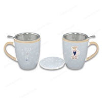 Tasse à café en céramique, pour le thé et le café, personnalisable, avec infuseur et couvercle en acier inoxydable, service cadeau, pour la saint-valentin, ml