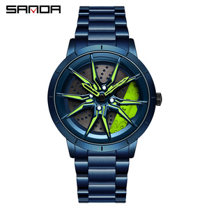 Montre à quartz pour homme <span class=keywords><strong>Sandar</strong></span>, style influenceur, design étanche, aiguille ajourée tridimensionnelle créative en forme de moyeu de roue - Product Image 3
