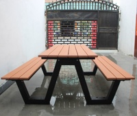 Table et chaises de salle à manger pour hôtel et restaurant en plein air, table en bois moderne pour la rue, le parc, le pique-nique, table de patio avec banc