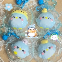 Porte-clés pingouin en silicone souple et mignon, jouet anti-stress miniature à presser