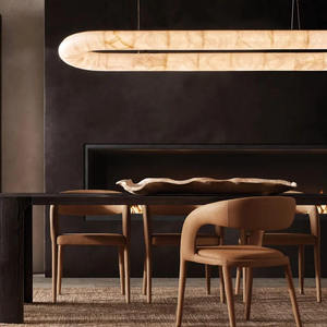 Iluminación de celo comedor colgante moderno lujo crema mármol candelabro alabastro iluminación colgante - Product Image 6