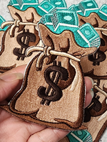 Offre Spéciale "Sac d'argent" patchs de broderie patchs de vêtement personnalisés cadeau pour entrepreneur fer sur patchs pour sac à dos GELINSTAR