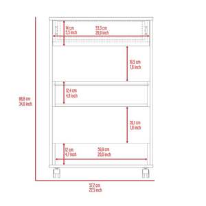 DB DEPOT-Carrito de cocina de acero inoxidable, diseño moderno, cuatro ruedas, tres estantes, disponible en blanco/nogal oscuro, de diseño moderno, con - Product Image 4
