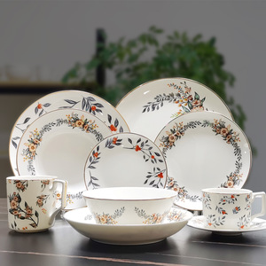 2025 Hot Cutlery Wholesale Creative Garland Bone China Plate <b>Set</b> Nordic Style Household Ceramic Dish - Product Image 1