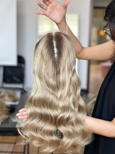 2024 pleine main attachée Remy cheveux Balayage Topper perruque vague de corps Mini perruque Topper avec Balayage couleur pour les femmes - Product Image 4