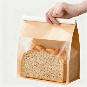 Bolsas de Pan Kraft Marrón Clásicas Ecológicas Personalizadas con Cinta y su Propio Logotipo para Panadería, Galletas, Dulces, Aperitivos y Carne - Product Image 1