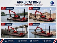 Plateforme de travail flottante en acier marin robuste fabriquée en Chine, barge flottante avec pieds hydrauliques pour le dragage fluvial