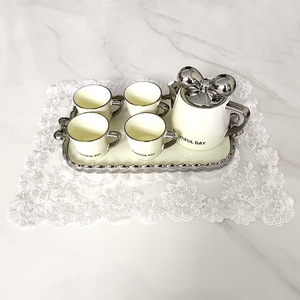 Tovaglia Quadrata in Poliestere con <span class=keywords><strong>Pizzo</strong></span> Ricamato a Fiori, Antipolvere, Trasparente, Moderna e Semplice, Bianca - Product Image 4