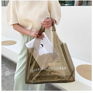 Nouveau sac à bandoulière transparent imperméable à grande capacité de style dessin animé, couleur bonbon, sac de plage en PVC, sac de bain - Product Image 2