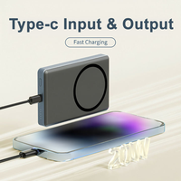 Vente en gros de batteries externes ultra-minces en alliage d'aluminium Li-Polymère haute capacité 10000 mAh, charge rapide sans fil magnétique 15W, Type-C, portables
