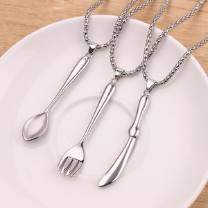 Colgantes de cuchara simples personalizados para mujer, collares de acero inoxidable y piedra natural, novedad, venta al por mayor - Product Image 2