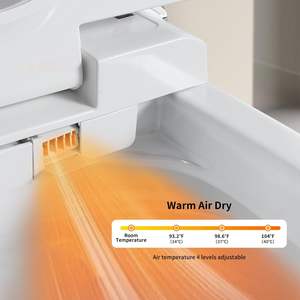 Inteligente Alongado One-Piece <span class=keywords><strong>Toilet</strong></span> Tankless Design Built-In Bidé Pé Sensor Auto Flush Assento Aquecido Água Quente/Seco LED Inclui - Product Image 6