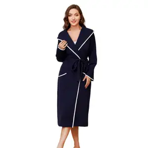 MQF quilted cotton heavy jersey pajamas dressing gown robe for lady Manufacture knit adult women night gown ladies pajamas set