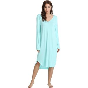 Camisón para mujer, sexy, de manga larga, con cuello en V, suave, de viscosa de bambú, ropa de dormir informal, vestido para estar en casa. - Product Image 1