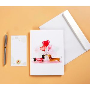 Dachshund Couple Pop Card 3D Romantic Love Anniversary Valentine's Day Greeting Card 4-Color Digital Printed <b>Gloss</b> Lamination - Product Image 4