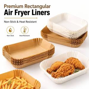 Carta da forno rettangolare HengSu OEM per friggitrice ad aria, resistente al calore, impermeabile, per Ninja Dual <span class=keywords><strong>Cosori</strong></span>, 8,5 pollici, perforata per alimenti - Product Image 1