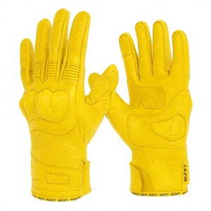 Personalizado hecho a mano de moda Rider Club Cafe Racer Guantes de motociclista de cuero genuino Dedos completos Guantes de motorista por Lazib Sports - Product Image 1
