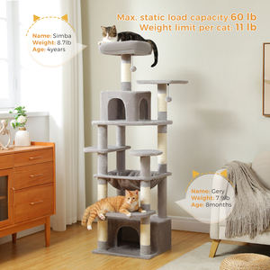 54in luce grigio ecologico torre del gatto coperta Multi-livello <span class=keywords><strong>Cat</strong></span> <span class=keywords><strong>Tree</strong></span> 2 Condo mobili Sisal centro attività Scratching cartone - Product Image 2