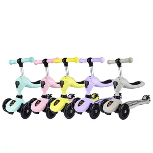 Customized Function 3wheel flash 2 in 1 foldable scooters PU Kids Scooters foldable adjustable children's scooter