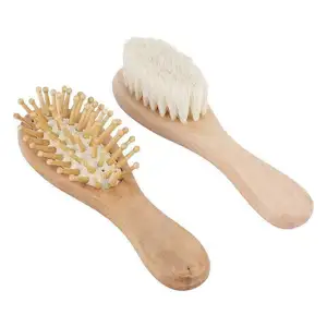 Friendly Baby Wooden Hair Brush And Comb Set Natural Soft Goat Bristles Daily Care