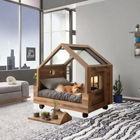Maison pour animaux de compagnie en bois moderne de luxe avec fermeture à bouton, niche d'hiver intérieure, cabane pour chat, villa pour chien, mobilier pour animaux de compagnie fermé