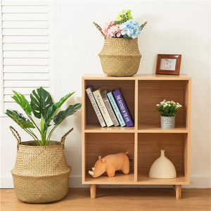 Herbe de mer avec couvercle panier tissé en rotin pas cher panier en osier mur fruits grande étagère de transport blanche petit ventre plante ensemble 3 ronds - Product Image 2